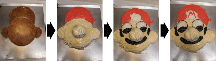 The progression of the Mario Cake