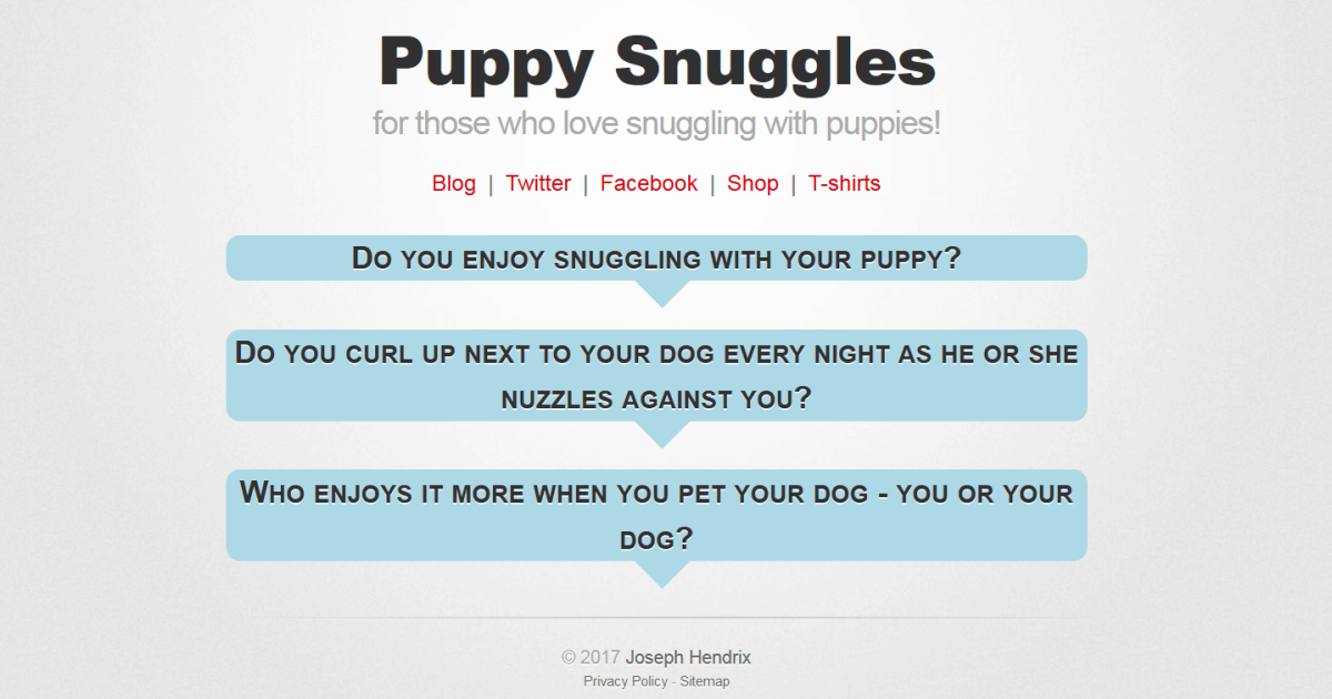 Presenting the Puppy Snuggles Webpage