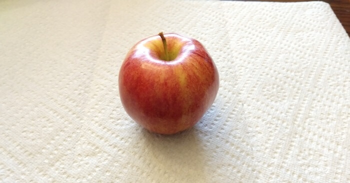 Picture of an apple. A Gala Apple to be exact.