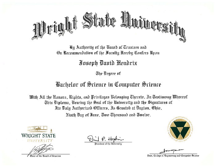Wright State University Bachelor of Science in Computer Science