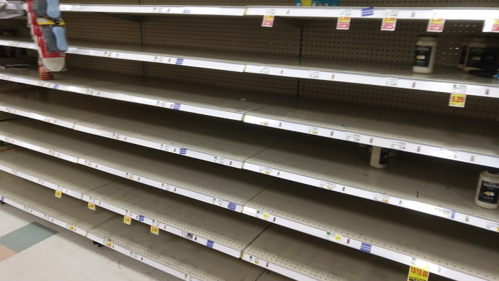 Empty shelves at my local Kroger.