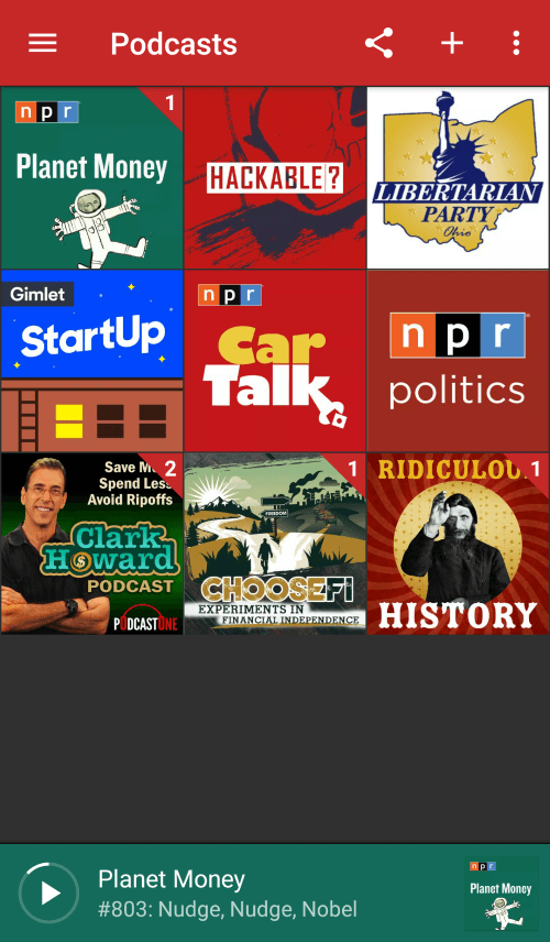 Pocket Casts My Podcasts Screen