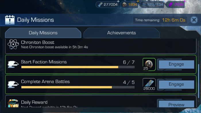 Daily Missions Screen