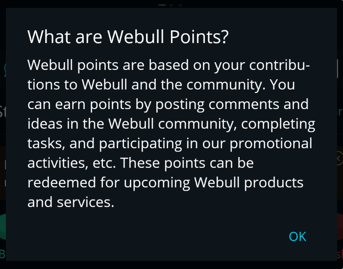 What are Webull Points? Dialog